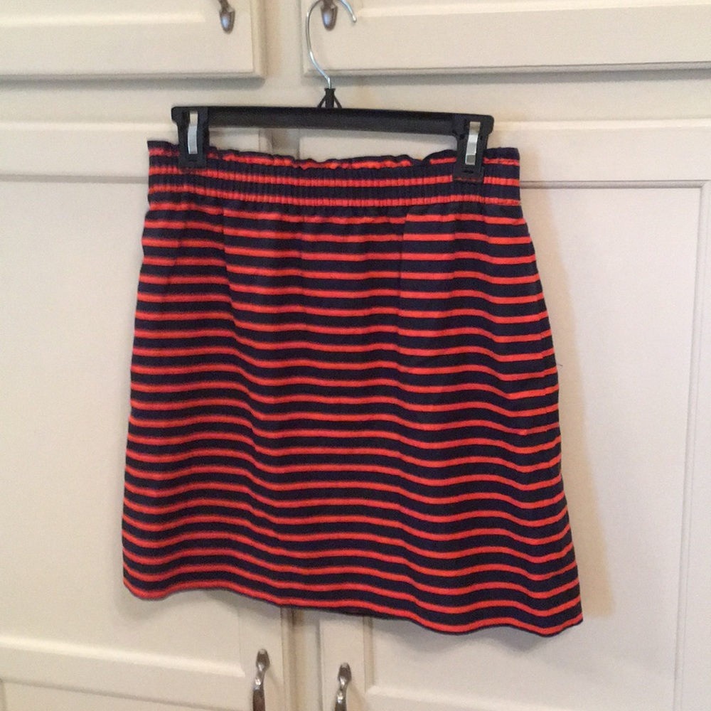 J.Crew Navy and Red Striped Elastic Band Skirt 6